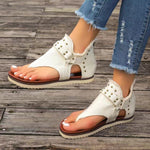 Load image into Gallery viewer, Studded Raw Hem Flat Sandals
