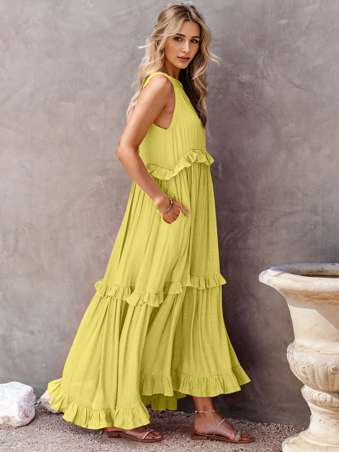 Tiered Maxi Dress with Pockets