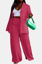 Load image into Gallery viewer, Lapel Collar Buttoned Blazer and Long Pants Set
