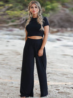 Load image into Gallery viewer, Short Sleeve T-Shirt and Wide Leg Pants Set
