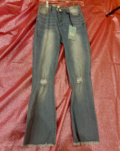 London Distressed Fray Bottom Jeans