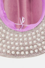 Load image into Gallery viewer, Fame Pave Rhinestone Pearl Trim Cowboy Hat
