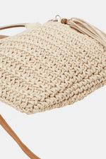 Load image into Gallery viewer, Fame Crochet Knit Convertible Tote Bag with Tassel
