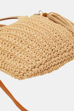 Load image into Gallery viewer, Fame Crochet Knit Convertible Tote Bag with Tassel
