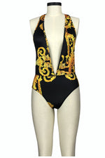 Load image into Gallery viewer, Printed Plunge One-Piece and Cover Up Swim Set
