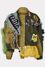 Load image into Gallery viewer, Sequin Patchwork Zip Up Dropped Shoulder Jacket
